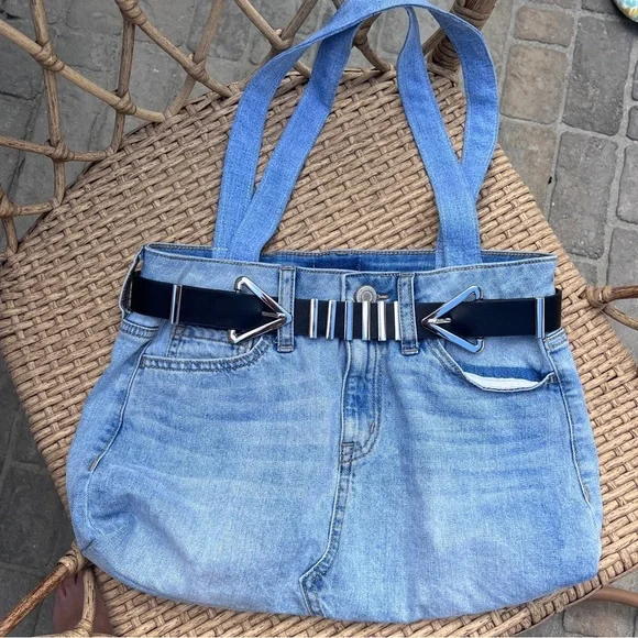 UPCYCLED DENIM BAG / The Bella Belted Shopper